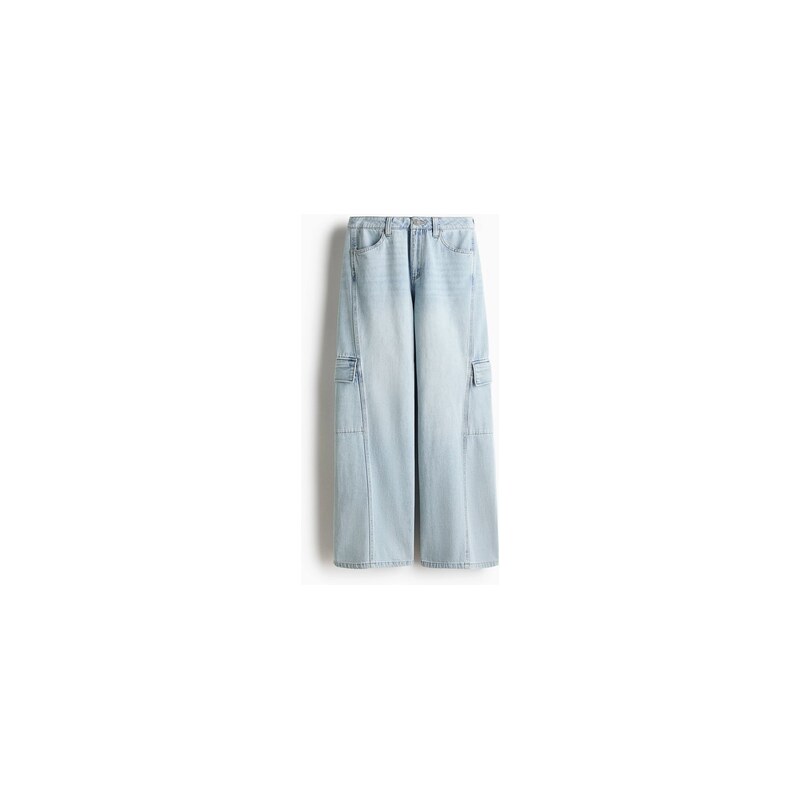 H&M - Wide Regular Waist Jeans - Světlý Denim Blue