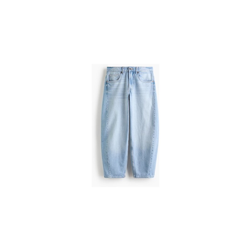 H&M - Barrel Regular Waist Ankle Jeans - Světlý Denim Blue