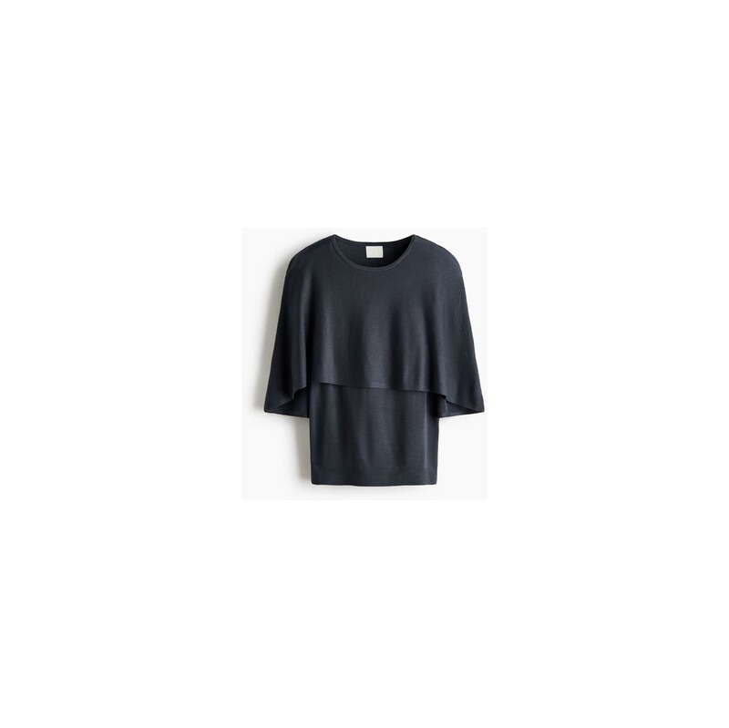 H&M - Pelerínkový top z jemného úpletu - Tmavě Šedá