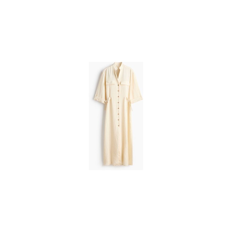H&M - Vypasované košilové šaty - Krémová