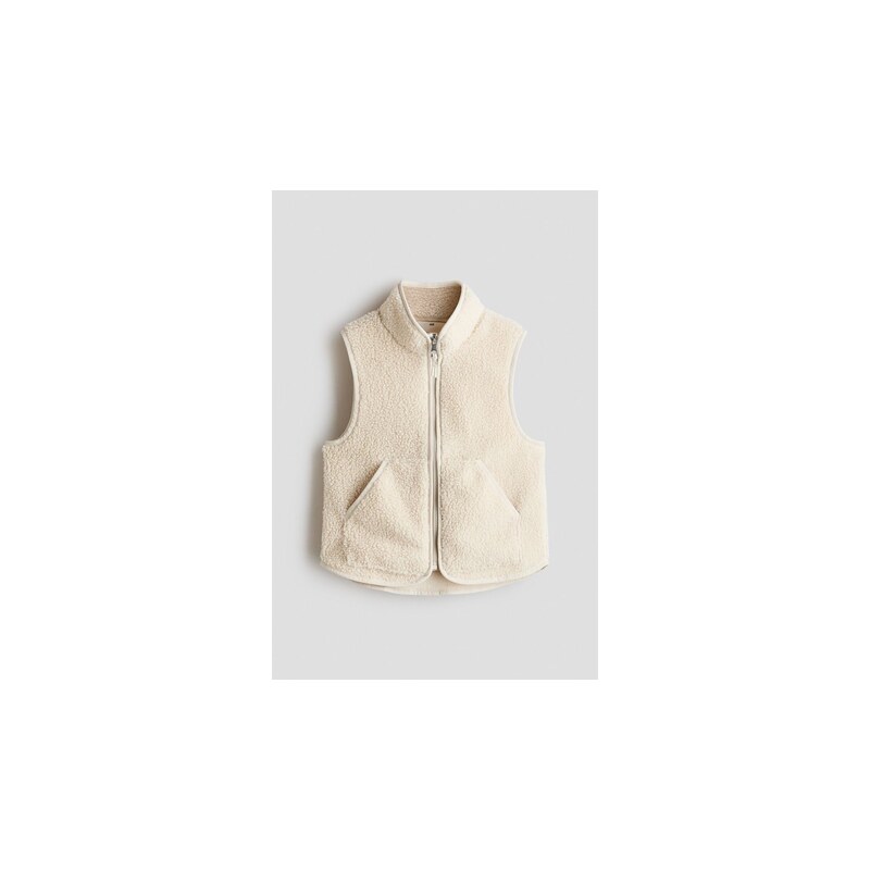H&M - Plyšová vesta - Světle Béžová