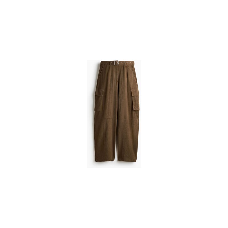 H&M - Kalhoty cargos páskem - Hnědá