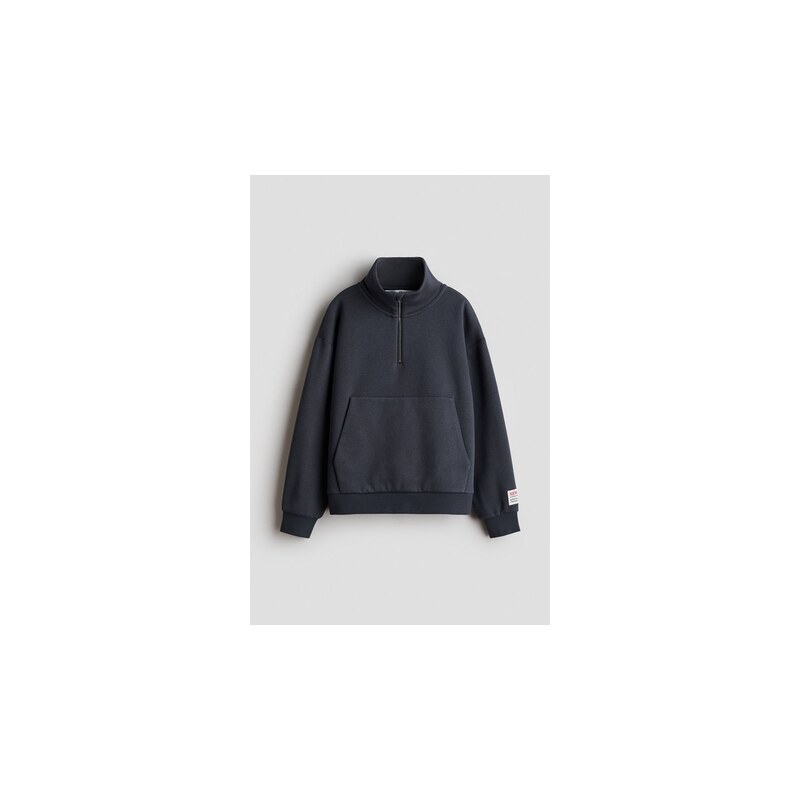 H&M - Mikinas horním zipem - Tmavě Šedý Melír