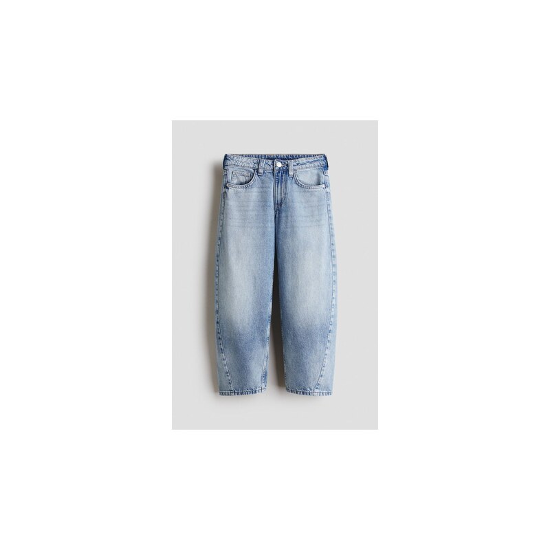 H&M - Džíny Baggy Fit Barrel - Světlý Denim Blue