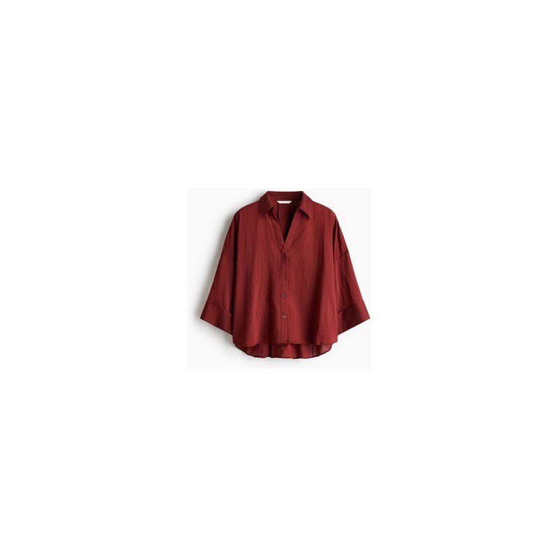H&M - Oversized košile z viskózové směsi - Tmavě Červená