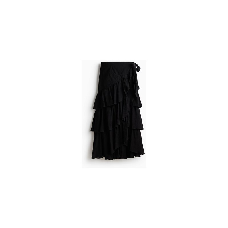 H&M - Volánová zavinovací sukně - Černá