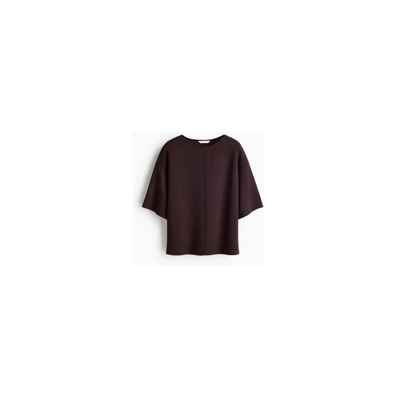 H&M - Žerzejový top Boxy - Tmavě Hnědá
