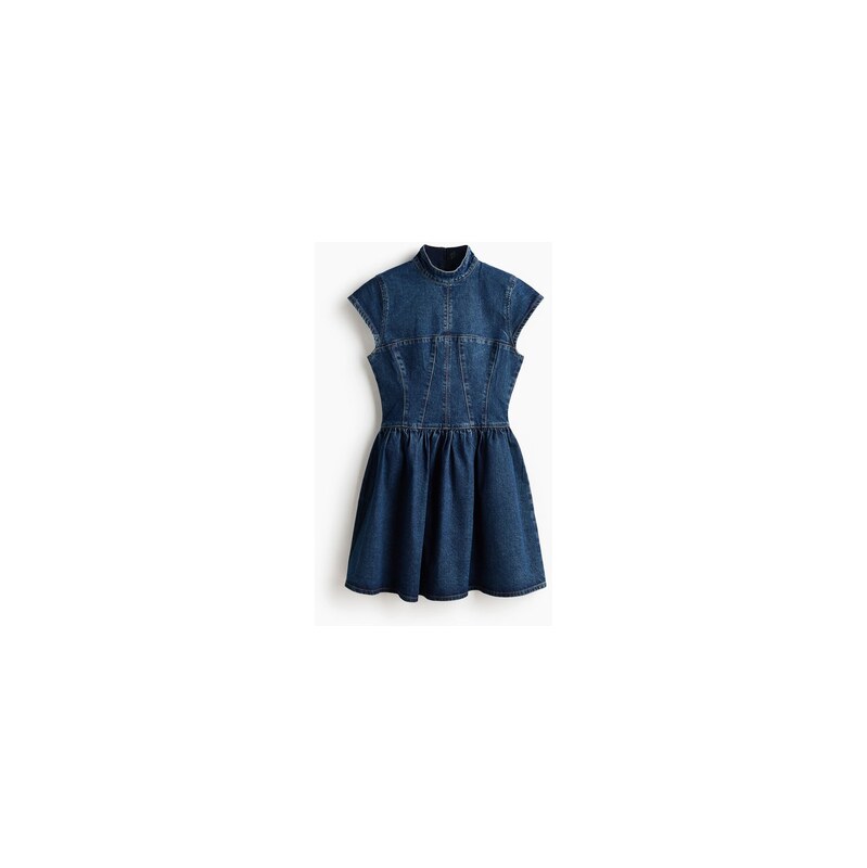 H&M - Džínové šatys rozšířenou sukní - Tmavý Denim Blue