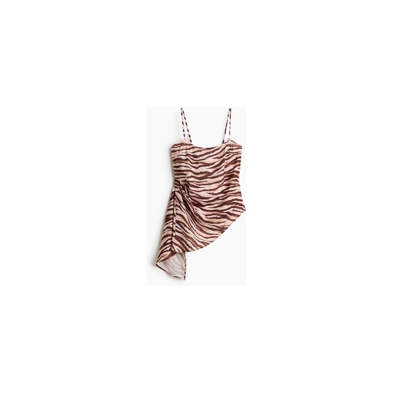 H&M - Top na ramínkas řaseným dílem - Bledě Růžová/Zebří Potisk