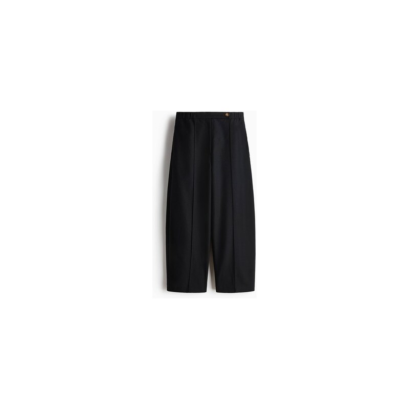 H&M - Soudkovité kalhoty z lněné směsi - Černá