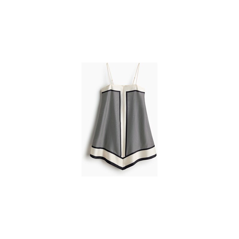 H&M - Áčkové šaty na ramínka - Černá/Vzor