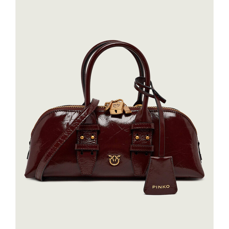 Pinko Kožený kufřík Bowling Bag Horizontal