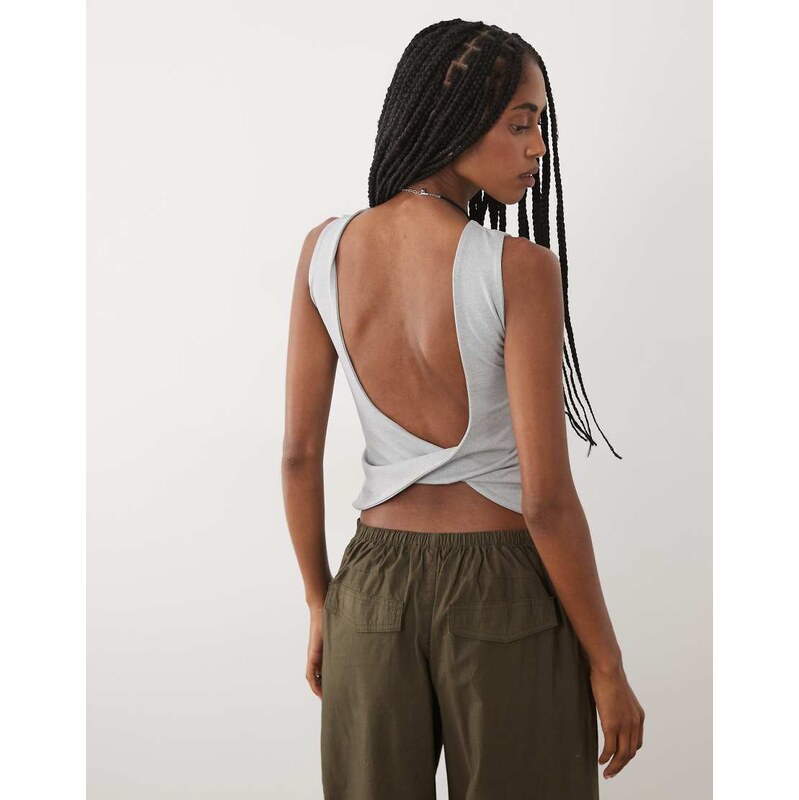 ASOS DESIGN sleeveless open back top in light blue