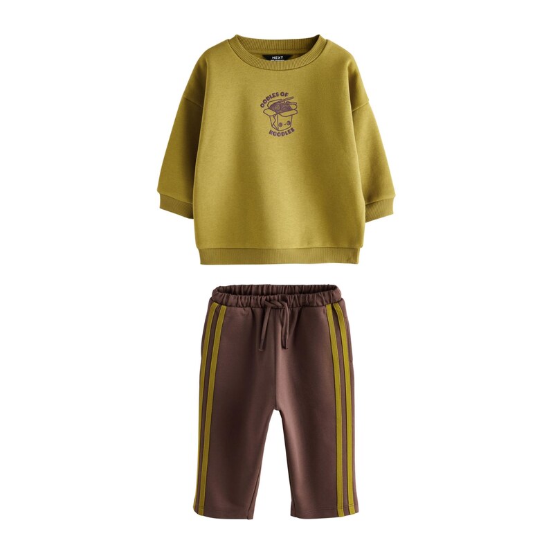 Next Joggingová souprava hnědá / světle zelená