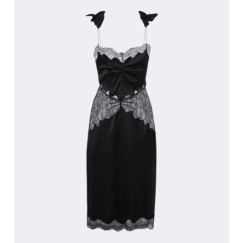 The Attico Lace-trimmed satin midi dress