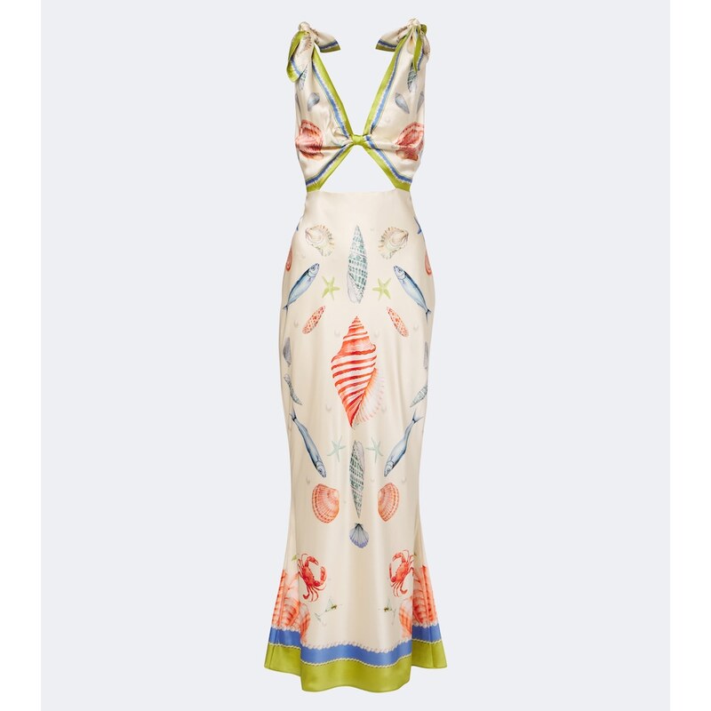 Retrofete RetrofÃªte Carlotte printed silk-blend satin maxi