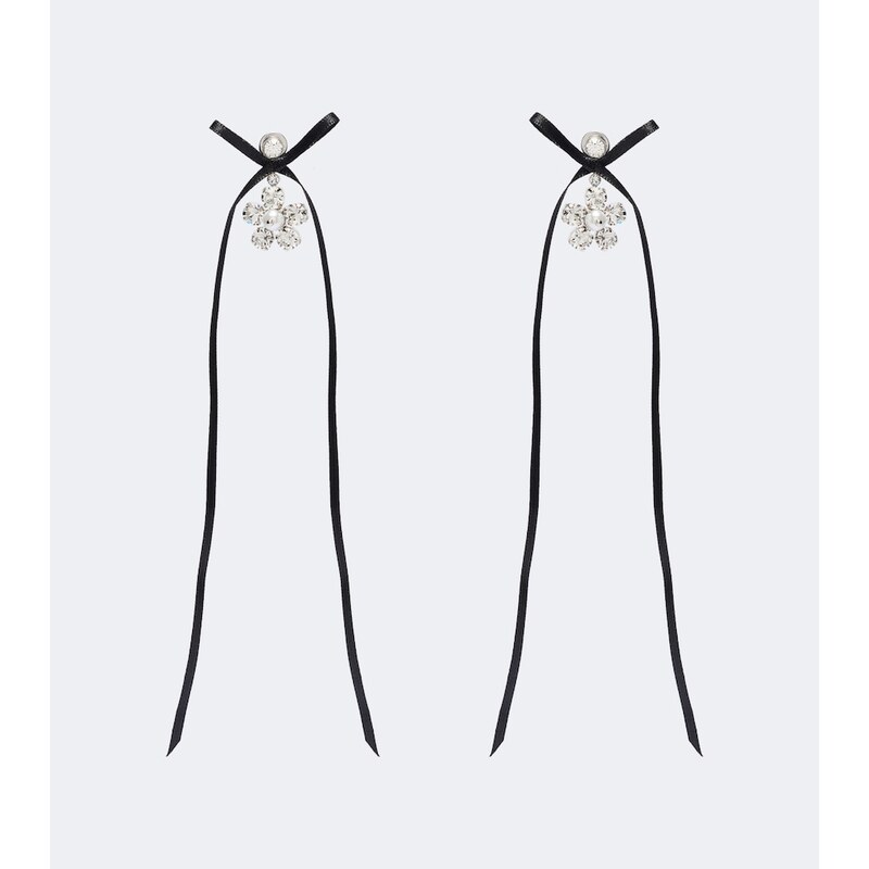 Simone Rocha Bow-detail crystal-embellished drop earrings