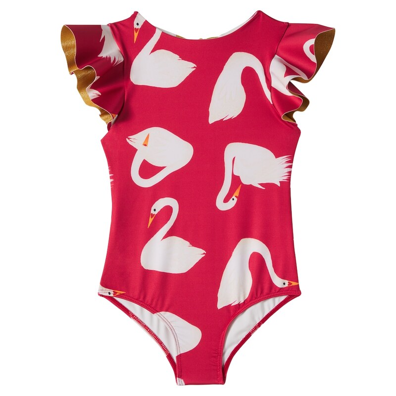 Pepita&Me Swan Love printed ruffled swimsuit