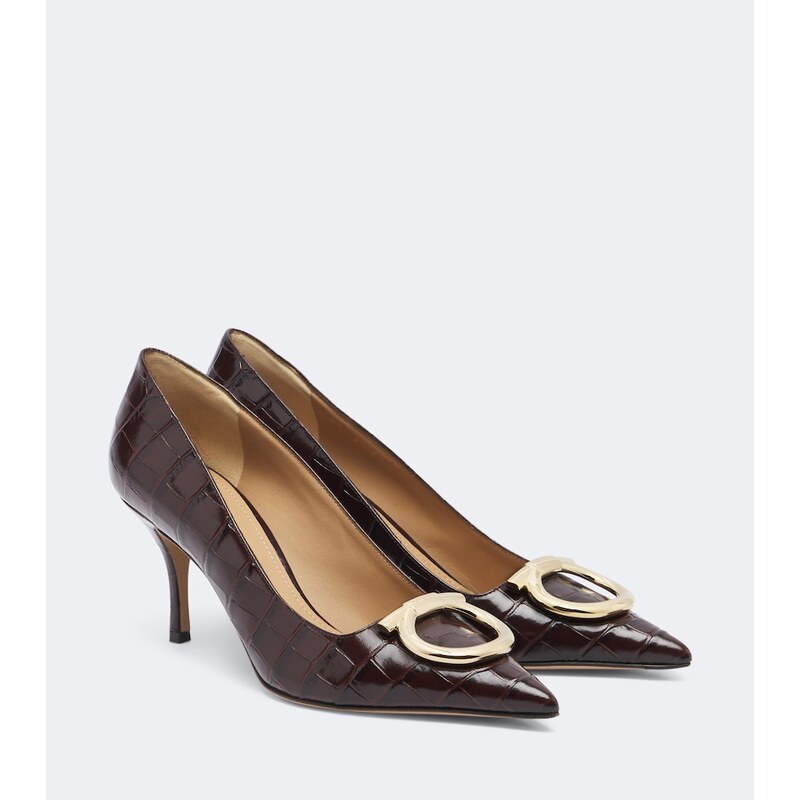 Ferragamo Lara Gancini croc-effect leather pumps