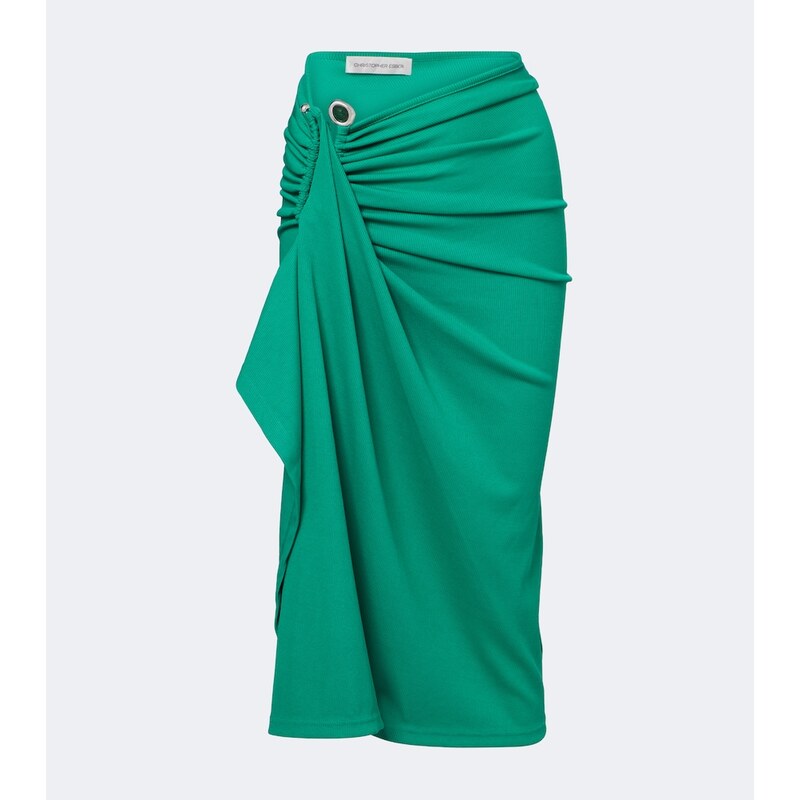 Christopher Esber Crystal Pendant jersey midi skirt