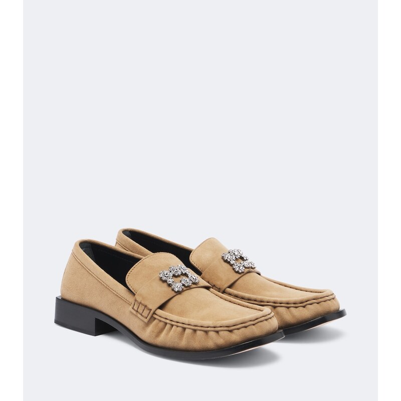 Roger Vivier Viv Moc embellished suede loafers