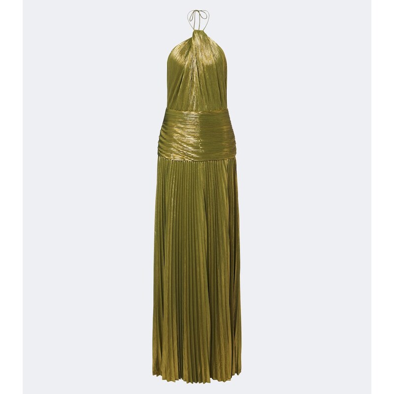 Retrofête Thalia plissé halterneck gown