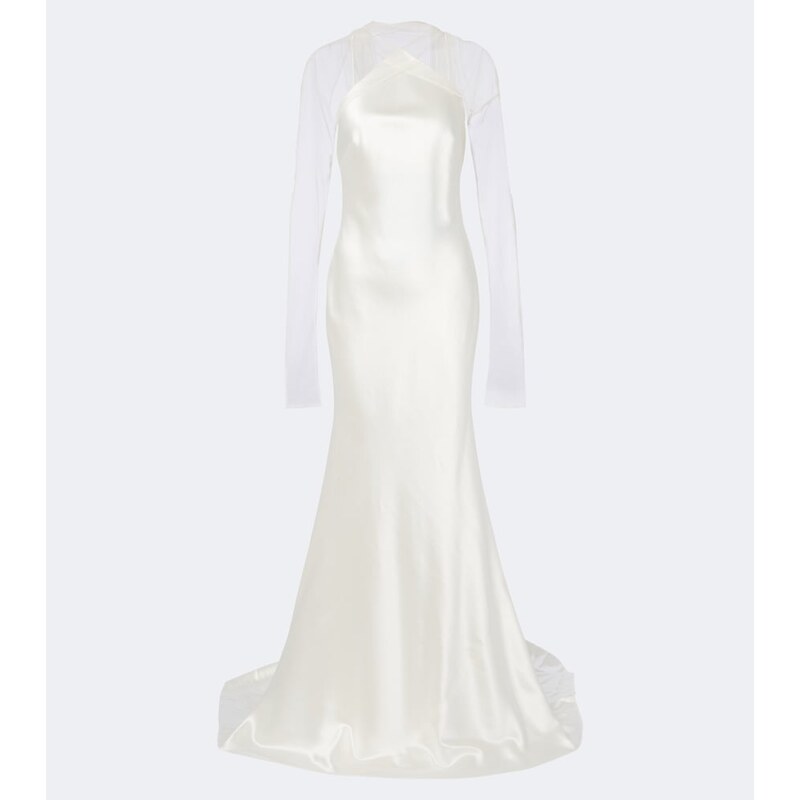 Danielle Frankel Bridal Mari caped wool and silk gown