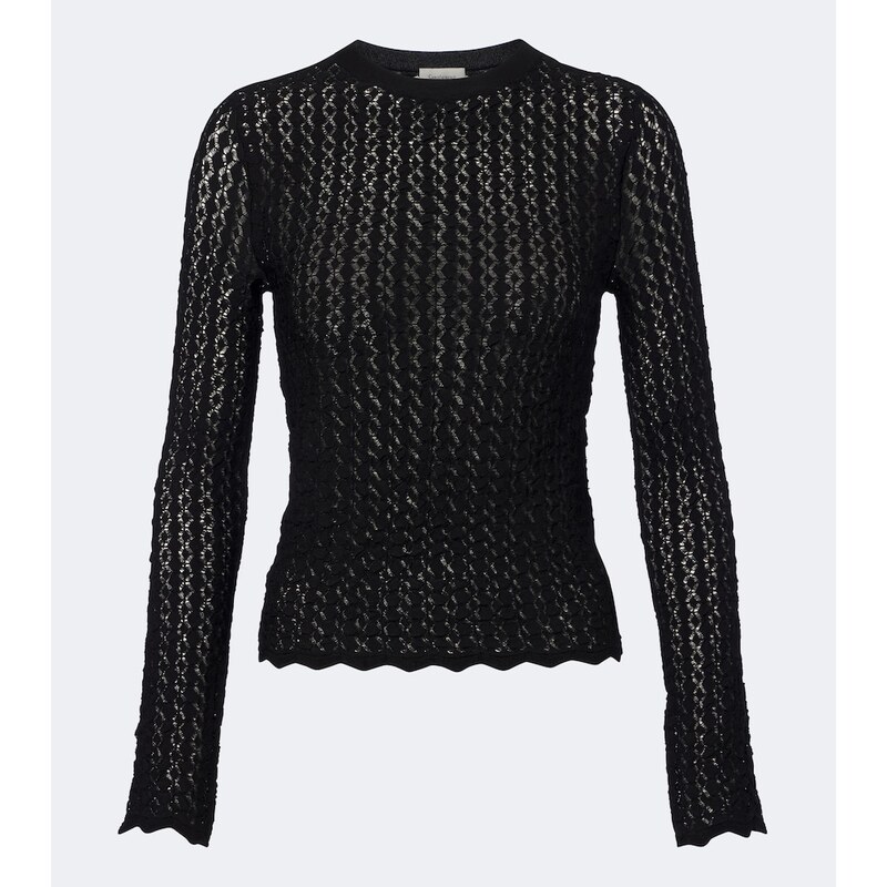 Dámské tričko Saint Laurent v barvě černá s detailem pointelle