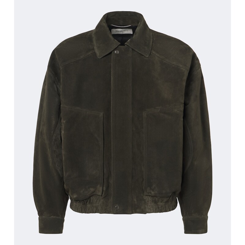 Pánská kožená bunda Saint Laurent v odstínu militár