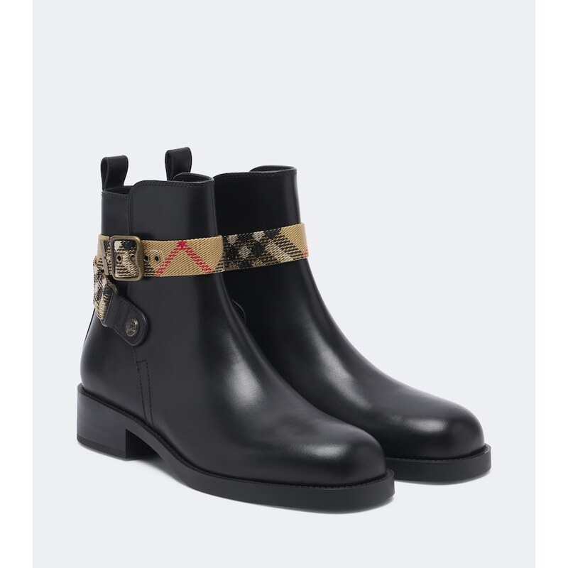 Burberry Huntley Burberry Check leather ankle boots
