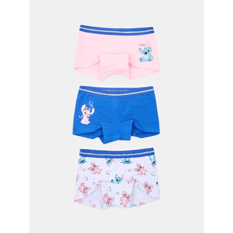 Sinsay - Bavlněné boxerky s potiskem 3 pack Stitch - fuchsiová