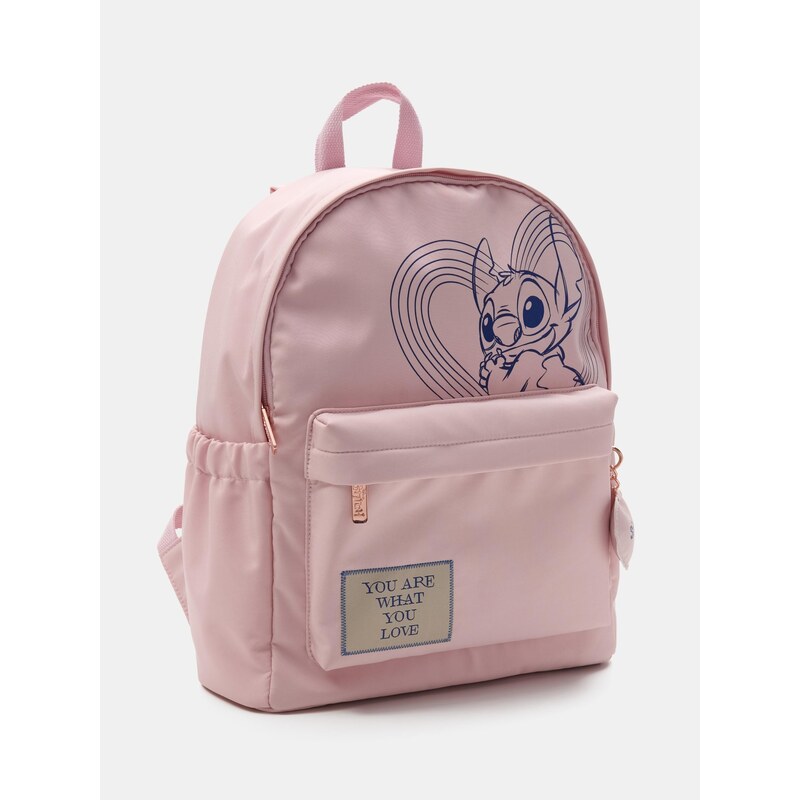 Sinsay - Nylonový batoh s kapsou na notebook Stitch - růžová