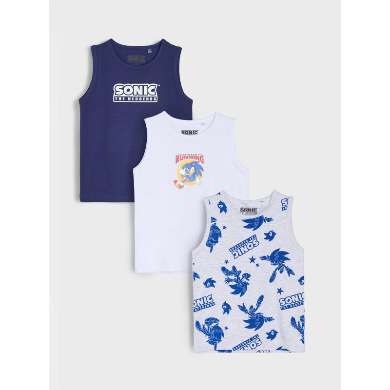 Sinsay - Bavlněné tílka s potiskem Sonic the Hedghog 3 pack -