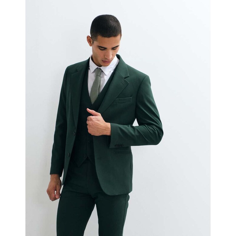 ASOS DESIGN skinny suit blazer in dark green