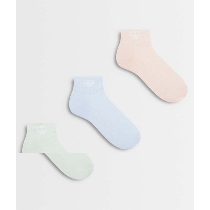 adidas Originals 6 pack trefoil ankle socks in pastels-Multi