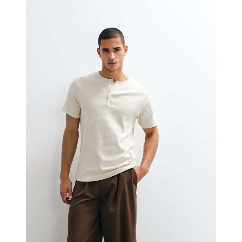 ASOS DESIGN heavyweight regular fit t-shirt with henley neck in