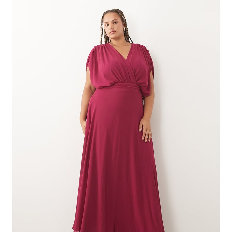 TFNC Plus TFNC Bridesmaid Plus chiffon v-neck drape sleeve
