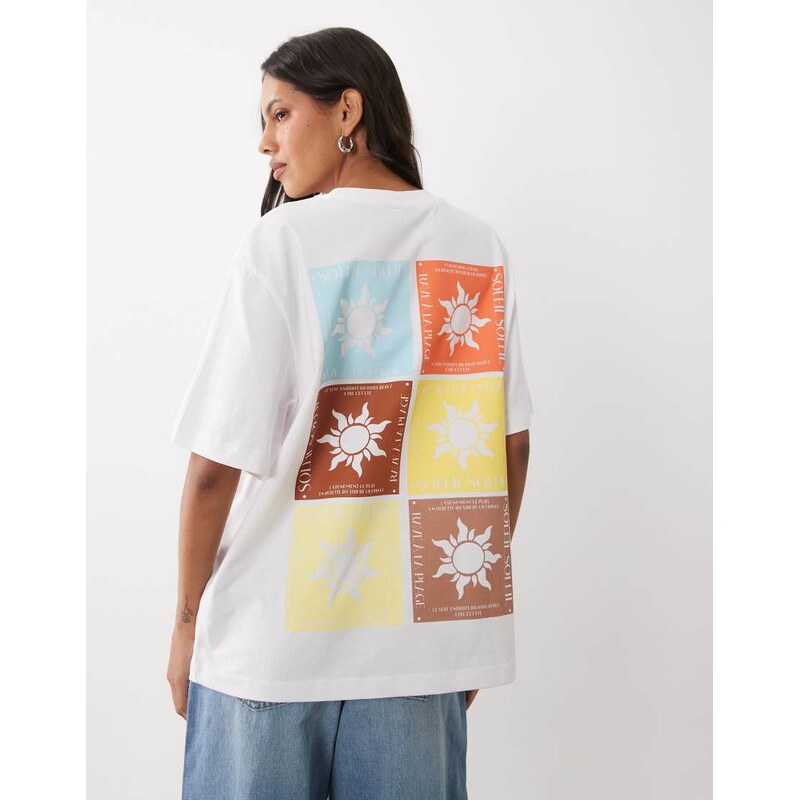 ASOS DESIGN oversized t-shirt with Soleil sun graphic in white