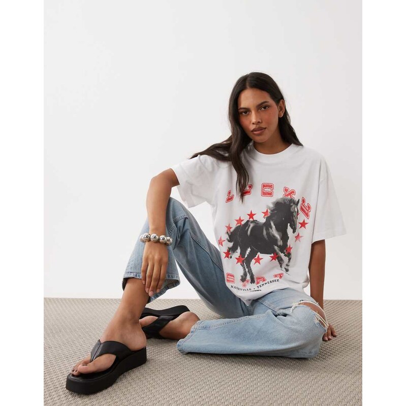 ASOS DESIGN Oversized T-shirt with lucky star rodeo graphic in