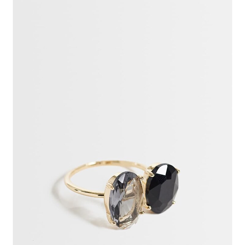 ASOS Curve ASOS DESIGN Curve double stone set ring in gold tone