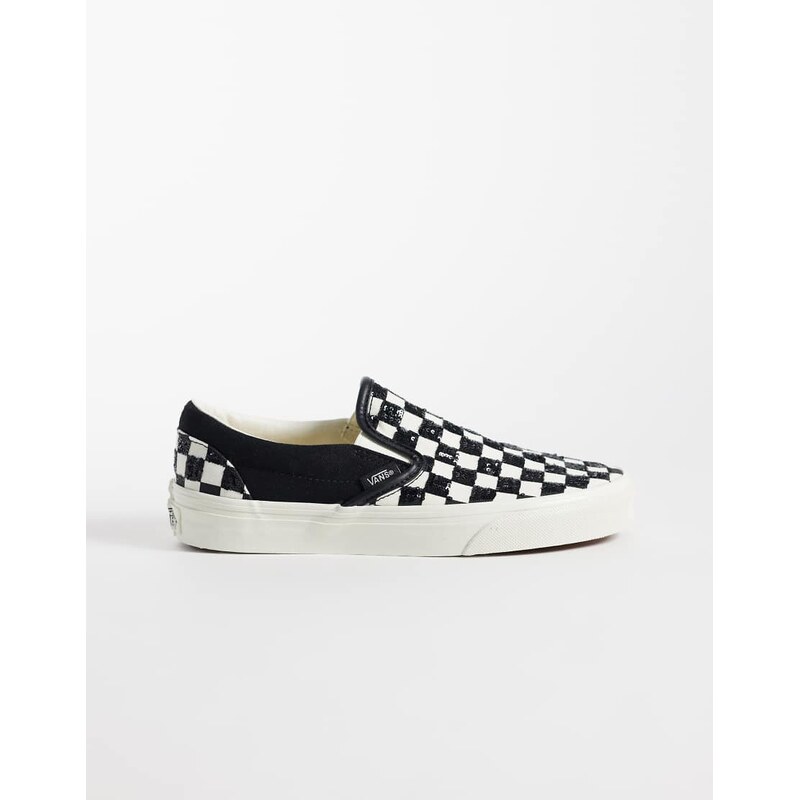 Vans Classic Slip-On sequin checkerboard trainers in black and