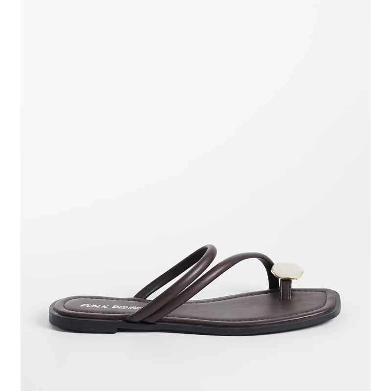 Public Desire Wide Fit Farron flat sandals with stone applique