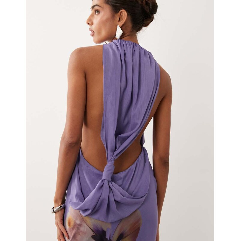 ASOS DESIGN draped halter neck maxi dress with knot back detail