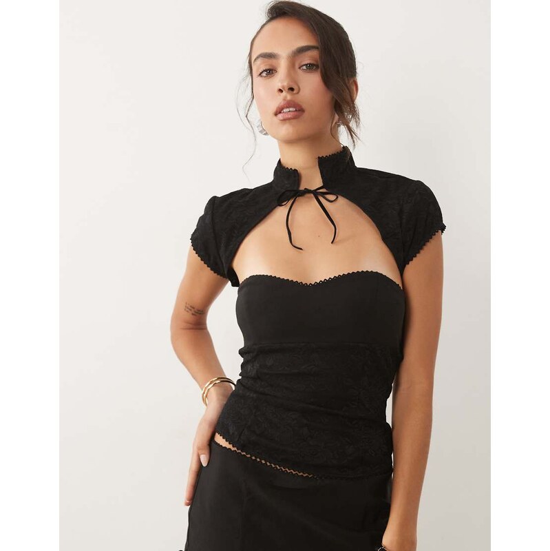 I.AM.GIA Aris lace corset bolero top co-ord in black