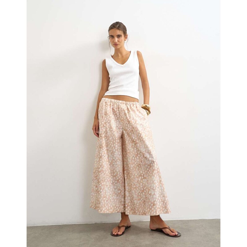 Topshop a line poplin culotte in abstract animal print-Multi