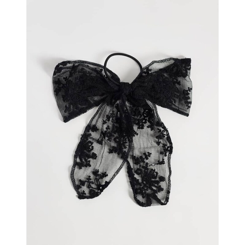Vero Moda lace hair bow in black