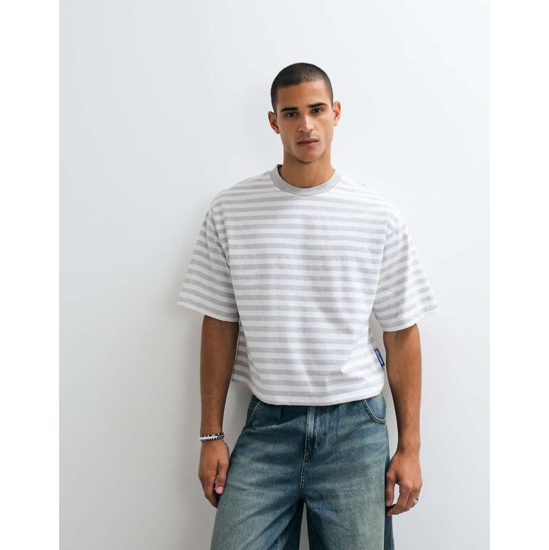 COLLUSION short sleeve boxy tee in stripe-Grey