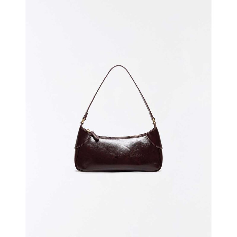 Bershka Faux leather shoulder bag in brown