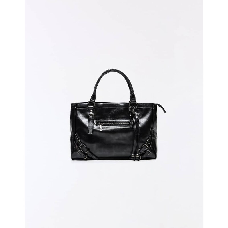 Bershka Zip and buckle bag in black