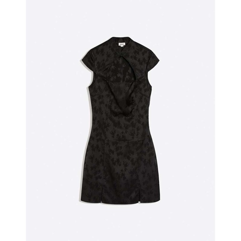 Bershka Mini sateen jacquard dress in black